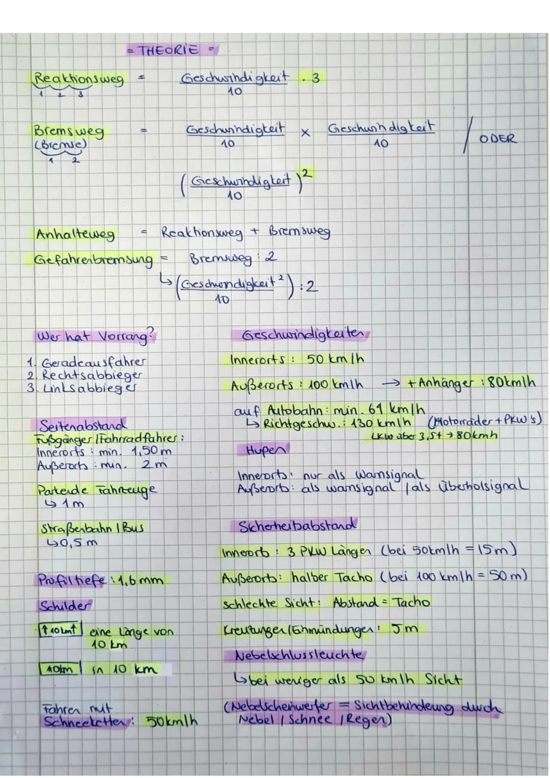 Reaktionsweg
3
Bremsweg
(Bremse)
1
2
= THEORIE =
=
=
Anhalteweg
Gefahrenbremsung
E
Wer hat vorrang?
1. Geradeausfahrer
2. Rechtsabbieger
3. 