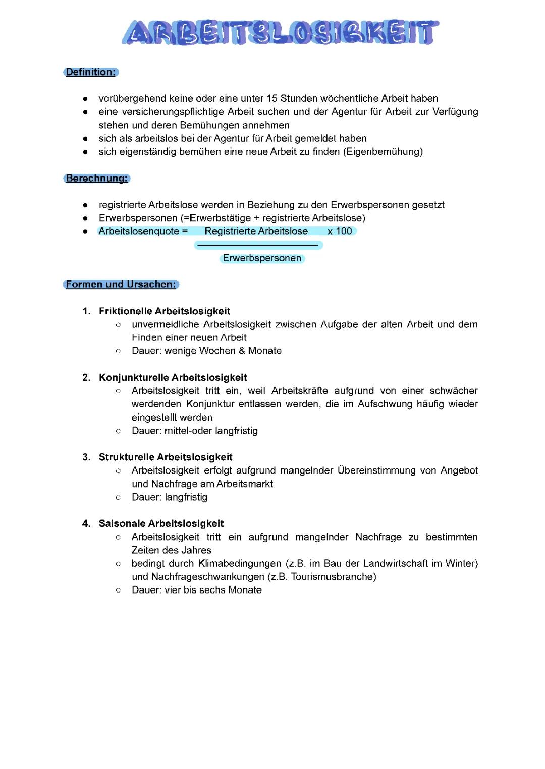 Arbeitslosigkeit 