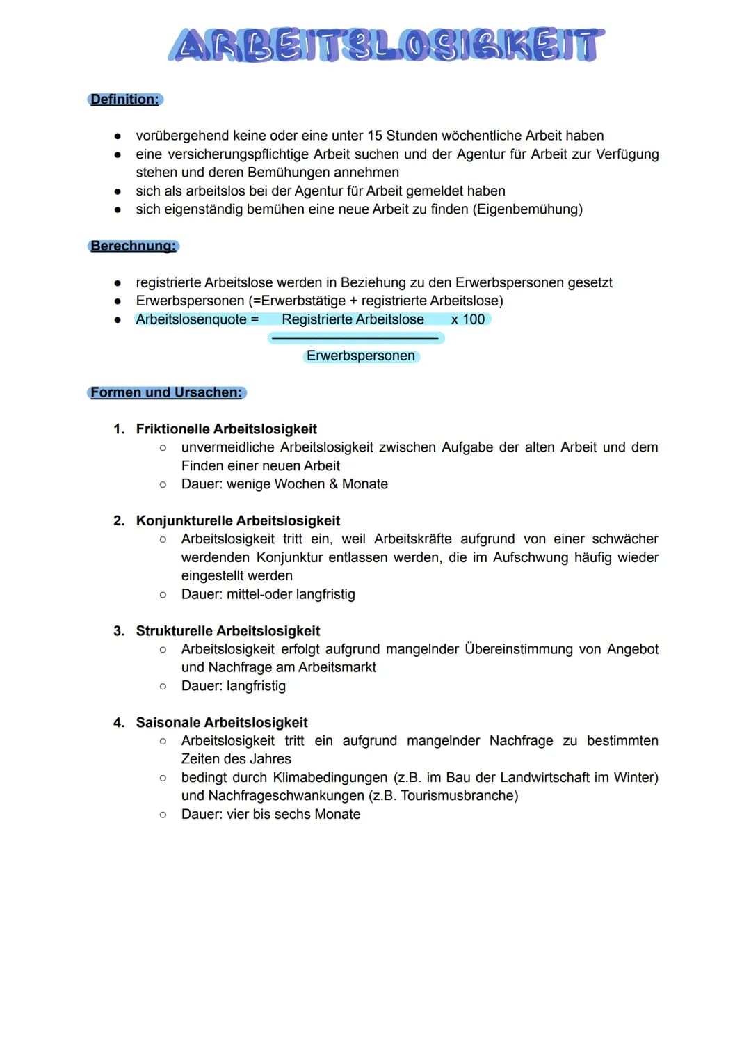 Definition:
ARBEITSLOSIGKEIT
• vorübergehend keine oder eine unter 15 Stunden wöchentliche Arbeit haben
● eine versicherungspflichtige Arbei