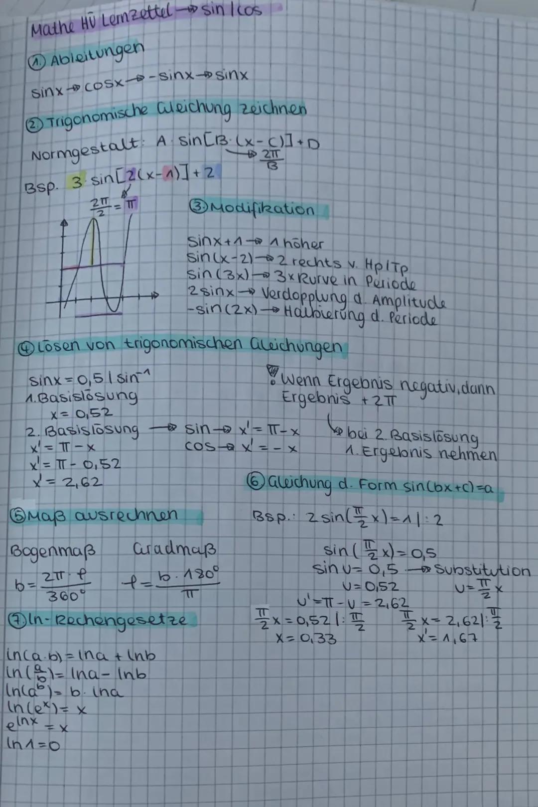 Mathe Lernzettel Aufgaben 2 Rlausur
@Ableiten von e-Funktionen
$f(x)=2e^x \rightarrow f'(x)=2e^x$
$f(x)= 10 + 2e^x \rightarrow f'(x)=2e^x$
$