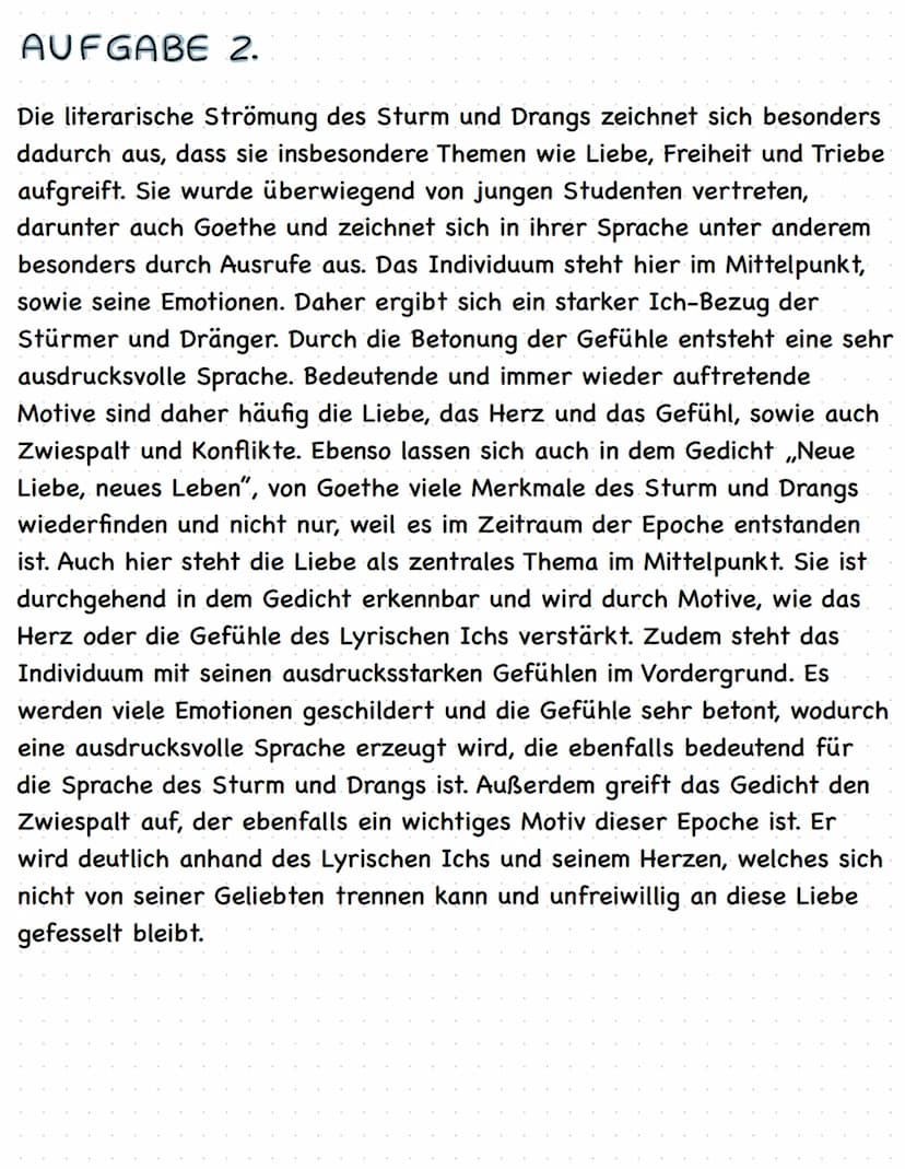 Weue Liebe, Neues Leben
Das Gedicht/Volkslied Neue Liebe, neues Leben", welches im Jahr 1775,
zur Zeit der Epoche des Sturm und Drangs von d
