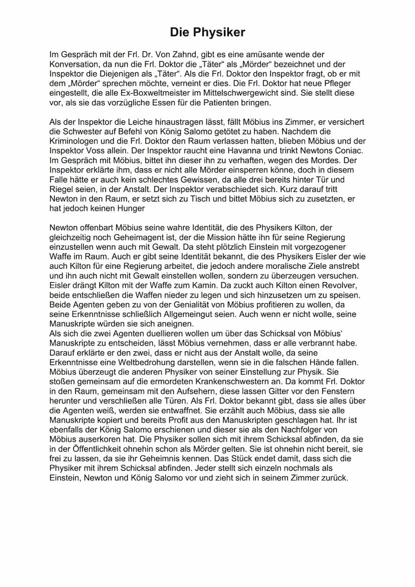 Die Physiker
Friedrich Dürrenmatt - Die Physiker
Geschrieben 1961 von Friedrich Dürrenmatt
Die Physiker wurde erstmals am 21. Februar 1962 a