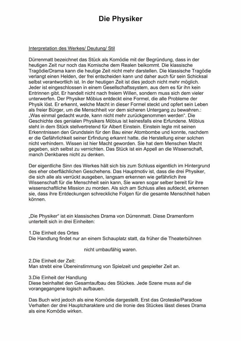 Die Physiker
Friedrich Dürrenmatt - Die Physiker
Geschrieben 1961 von Friedrich Dürrenmatt
Die Physiker wurde erstmals am 21. Februar 1962 a