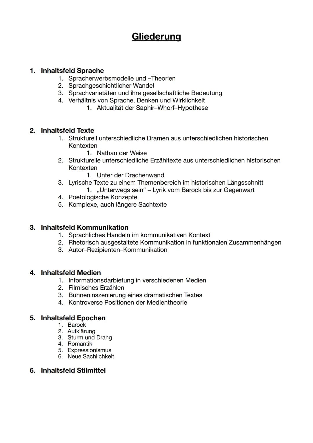 abitur.nrw
Leistungskurs
Inhaltsfeld Sprache
Spracherwerbsmodelle und
-theorien
Sprachgeschichtlicher Wandel
Sprachvarietäten und ihre
gesel