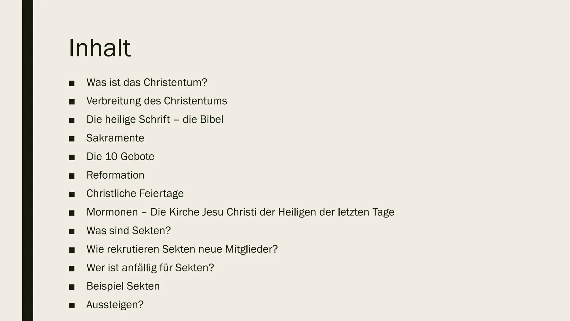 DAS CHRISTENTUM
Janina Bendtschneider und Lara Marie Behning
April 2020 Inhalt
Was ist das Christentum?
■ Verbreitung des Christentums
Die h