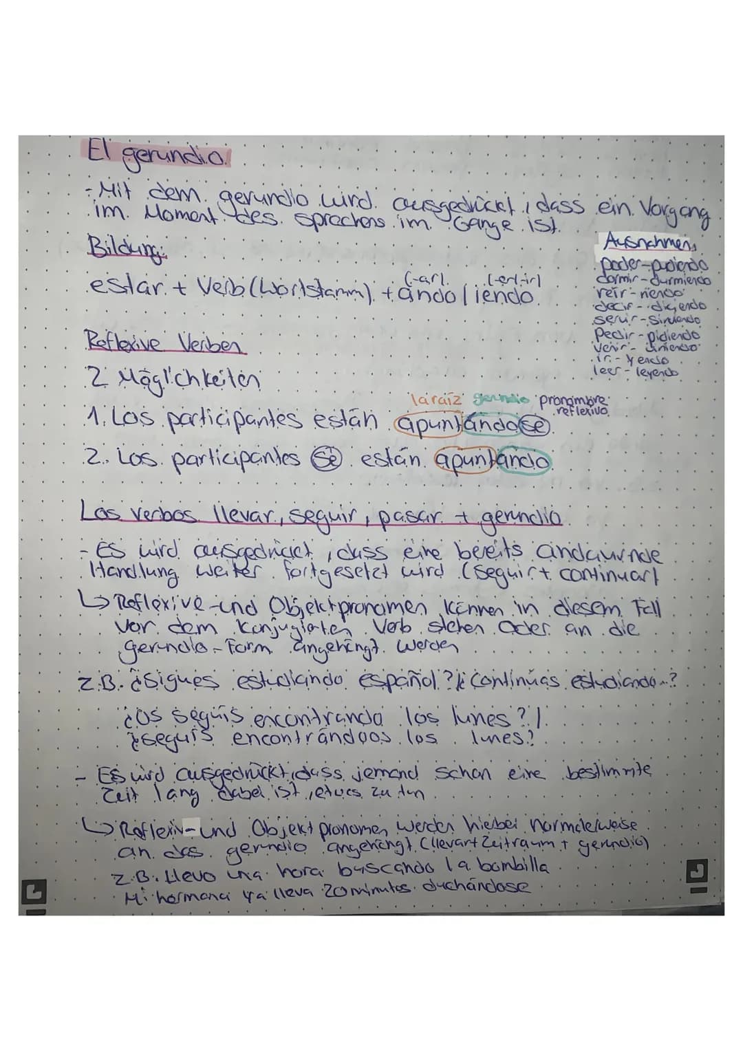 El gerundia
-Mit dem.
. im. Moment. des. sprechens. im. Gange. ist.
gerundio wird. ausgedrückt, dass ein Vorgang
Bildung
(-arl.
estar + Veb 