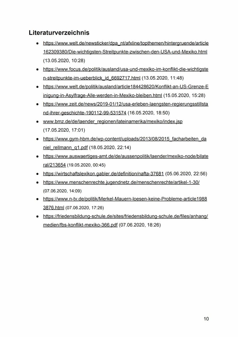 Im Rahmen dieser Konfliktanalyse werde ich mich mit dem Konflikt zwischen Mexiko
und den USA beschäftigen. Da es unterschiedliche Konfliktfe