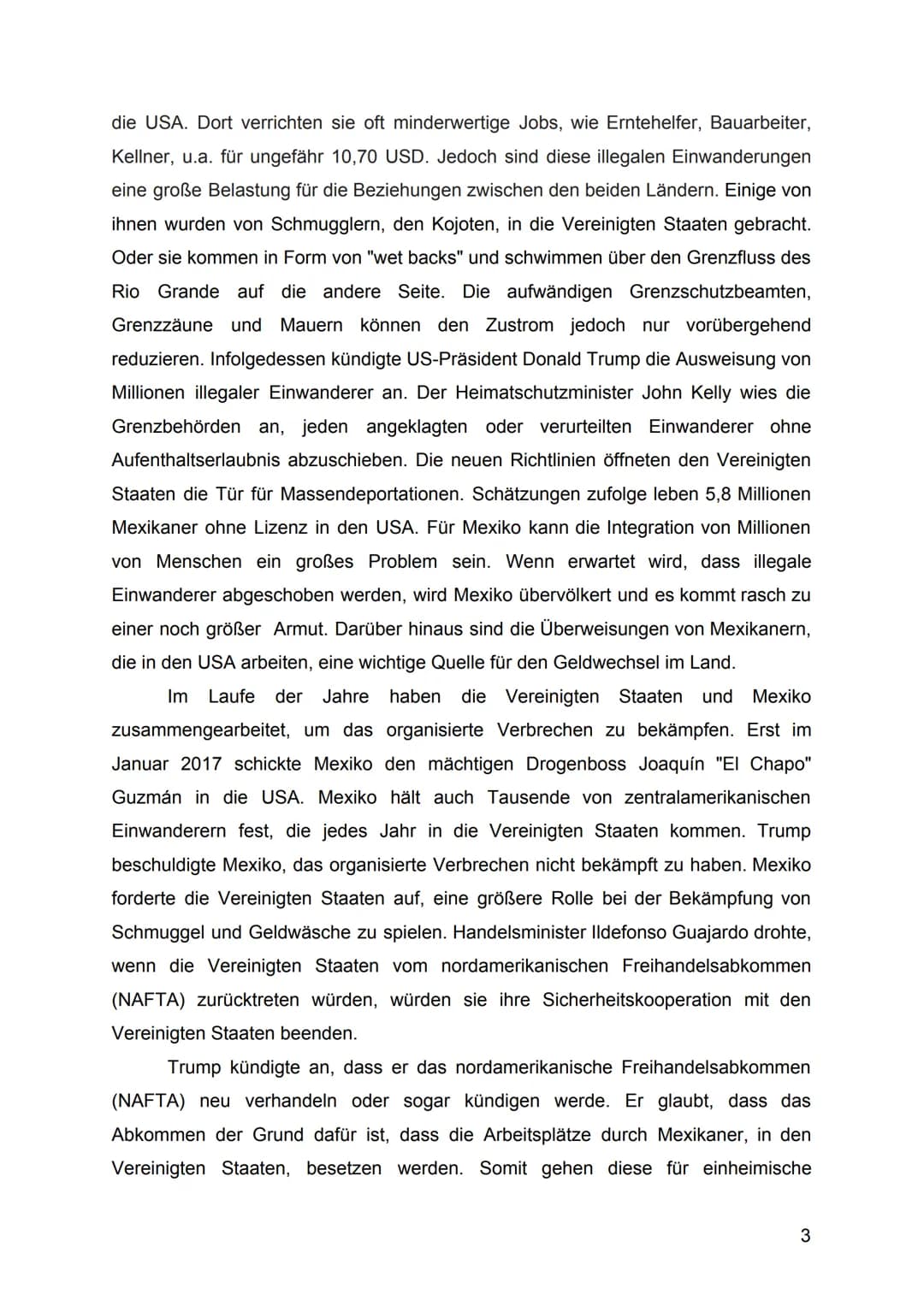 Im Rahmen dieser Konfliktanalyse werde ich mich mit dem Konflikt zwischen Mexiko
und den USA beschäftigen. Da es unterschiedliche Konfliktfe