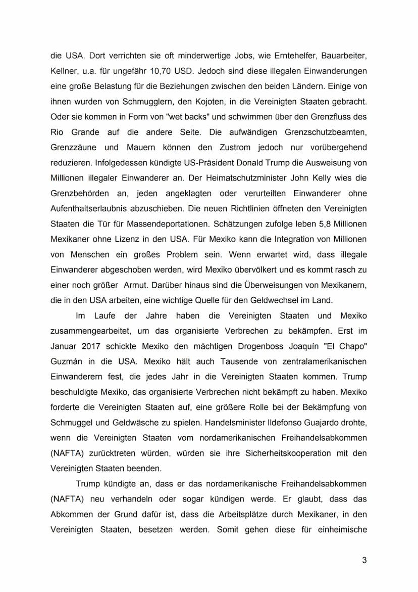 Im Rahmen dieser Konfliktanalyse werde ich mich mit dem Konflikt zwischen Mexiko
und den USA beschäftigen. Da es unterschiedliche Konfliktfe