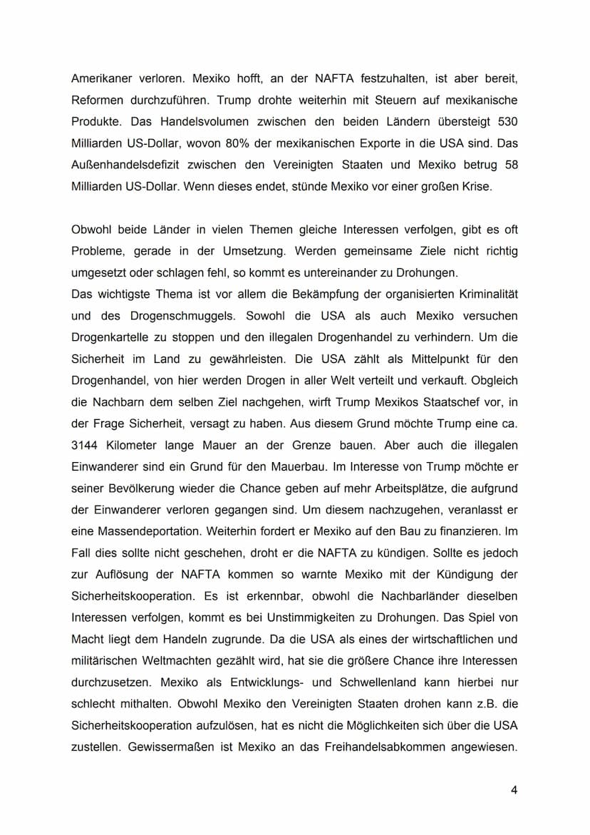 Im Rahmen dieser Konfliktanalyse werde ich mich mit dem Konflikt zwischen Mexiko
und den USA beschäftigen. Da es unterschiedliche Konfliktfe