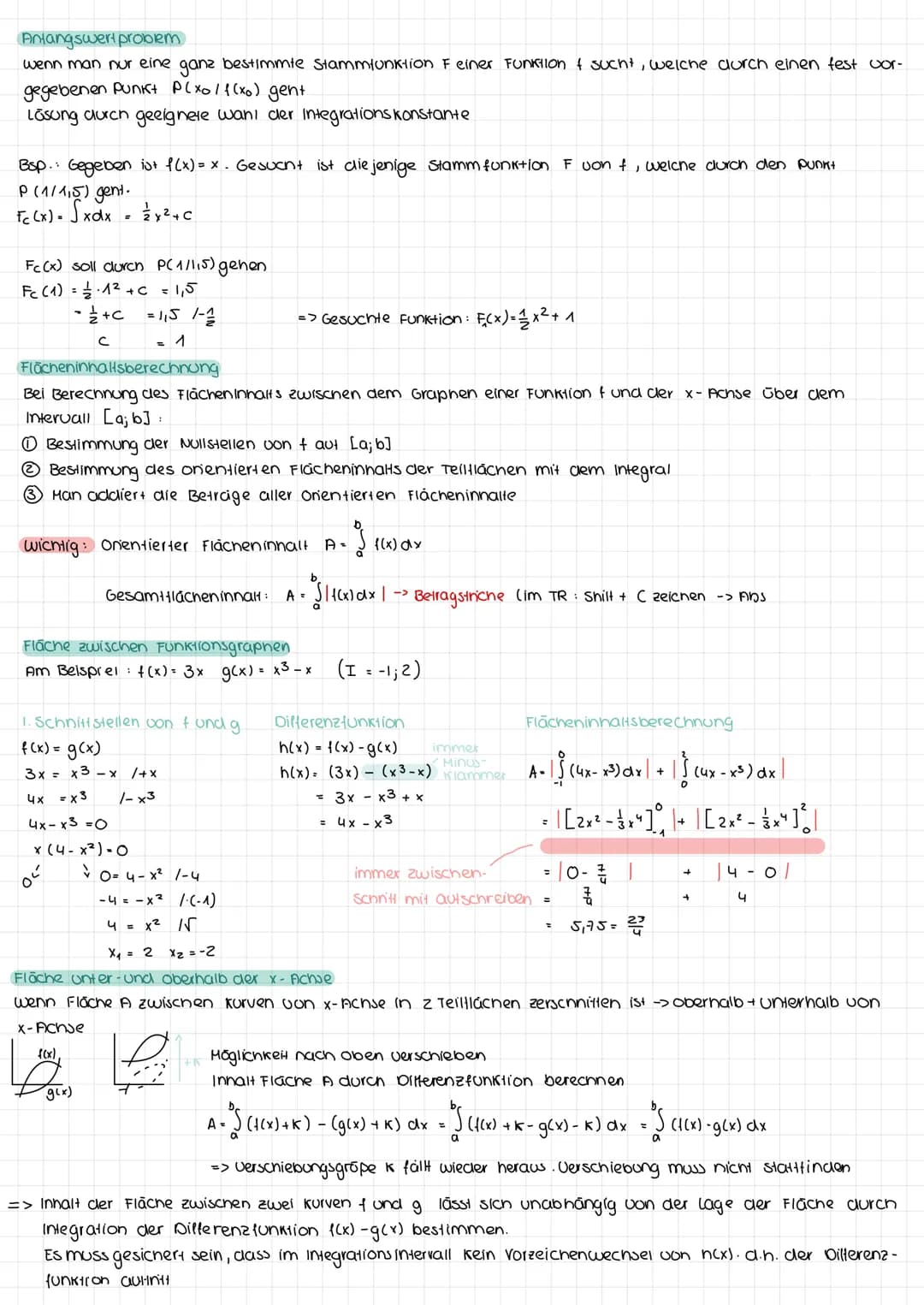 Mathe-Arbeit: Integrale
Stammfunktion / unbestimmtes integral
Jede differenzierbare Funktion F, wird als Stamm funktion von t bezeichnet.
Me