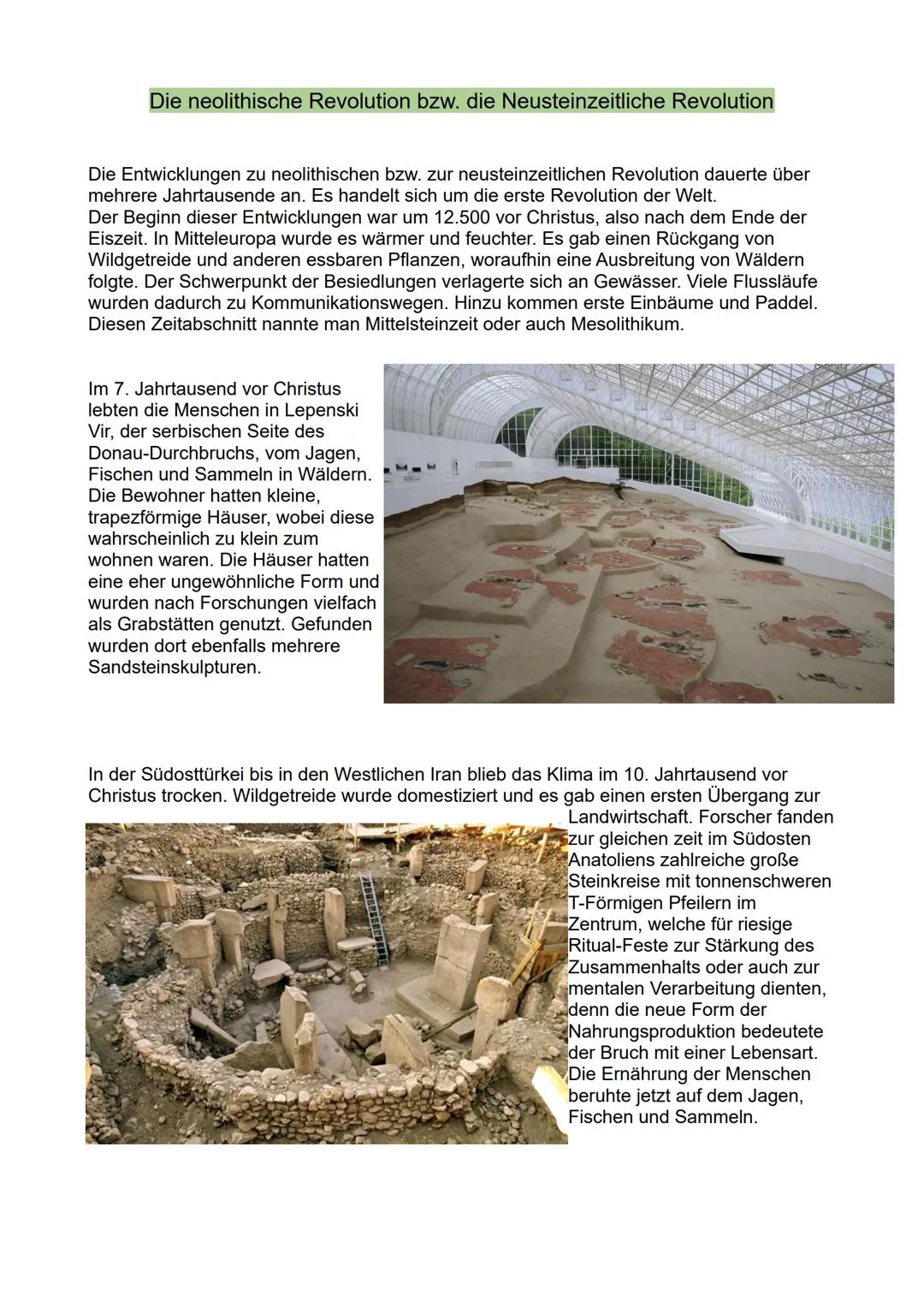 # Die neolithische Revolution bzw. die Neusteinzeitliche Revolution

Die Entwicklungen zu neolithischen bzw. zur neusteinzeitlichen Revoluti