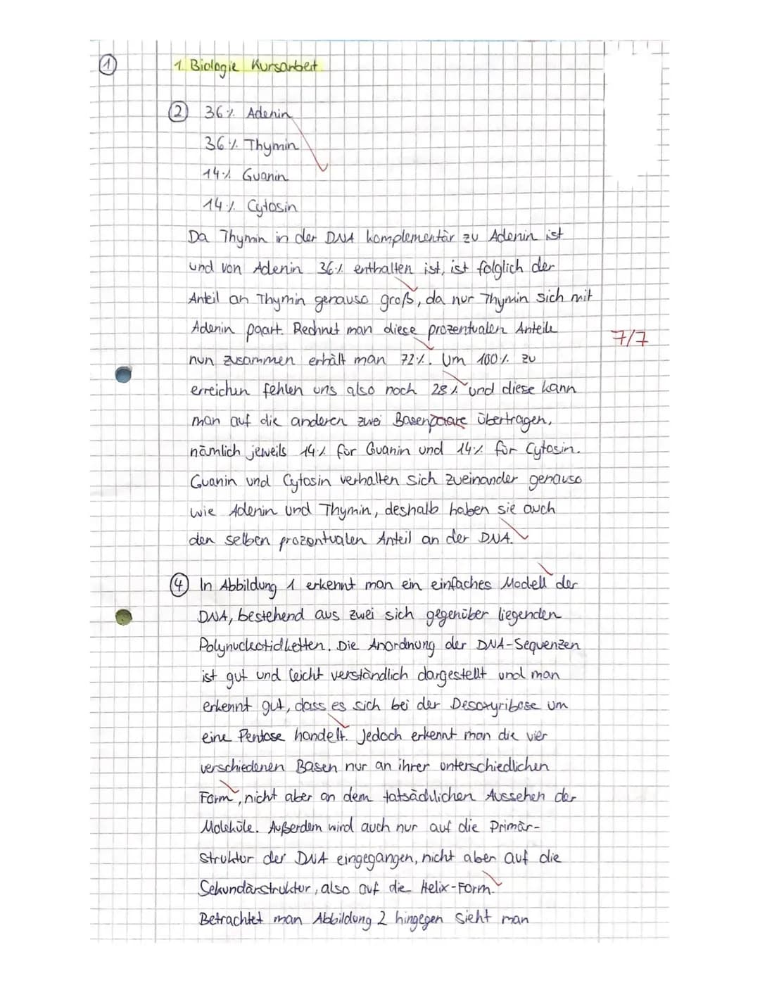 1. Kursarbeit
Viel Erfolg!!!
Thema: Genetik
33/34 DNA
12B12
91. Beschriften Sie die Abbildung 1 in Material M1. (1)
2. Bestimmen Sie den pro