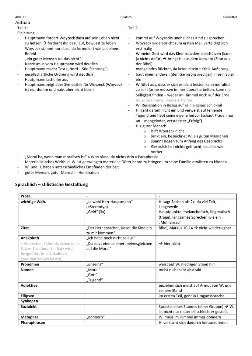 ABITUR
WOYZECK - Georg Büchner
Geisteshaltung: Politisches Bild
Bekenntnis zur Gewalt
nur durch Zwang sind den Mächtigen Verbesserungen
abzu