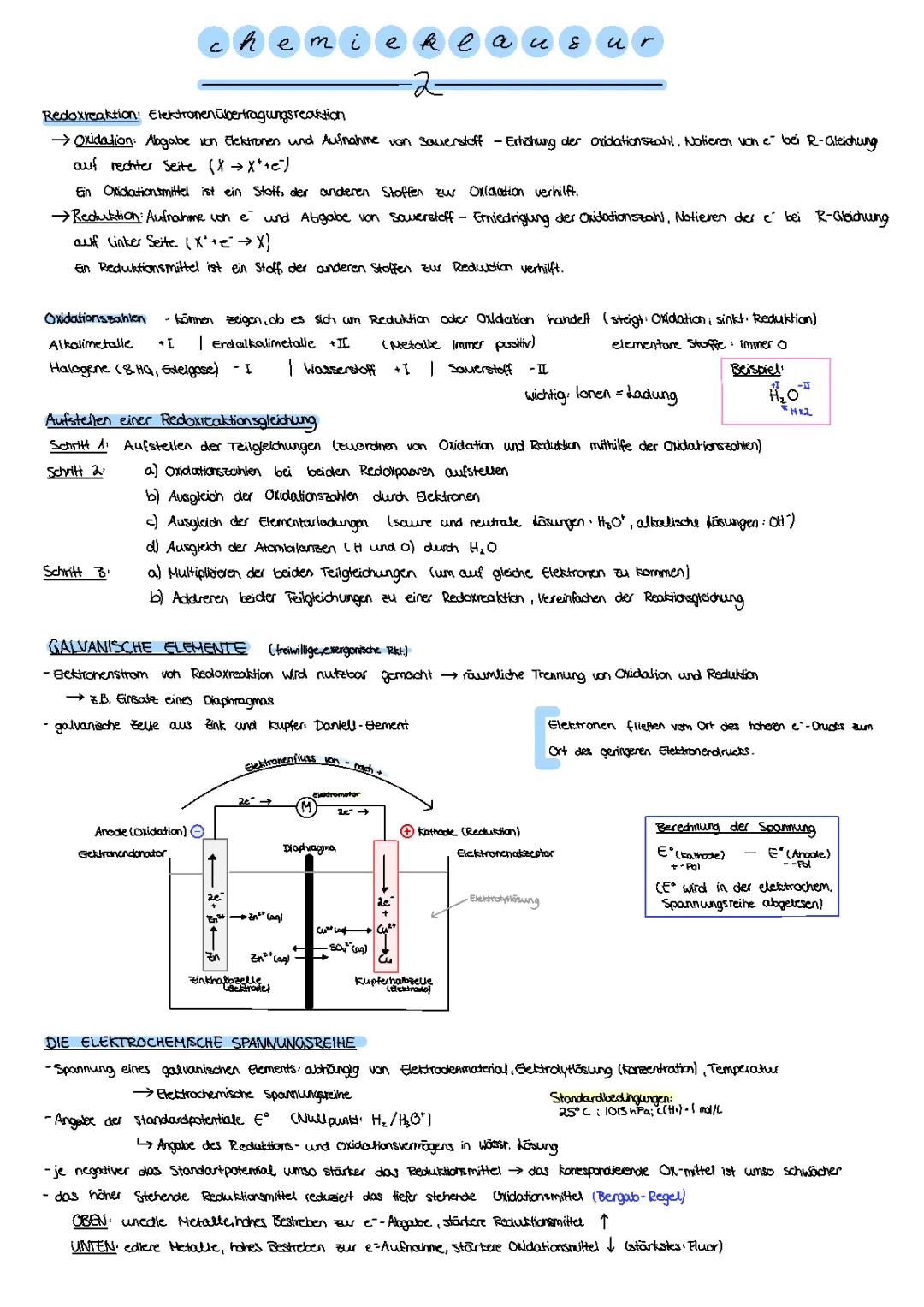 Galvanische Zelle Aufbau und Beispiele, Daniell-Element einfach erklärt, Elektrochemische Spannungsreihe Tabelle, Faradaysche Gesetze