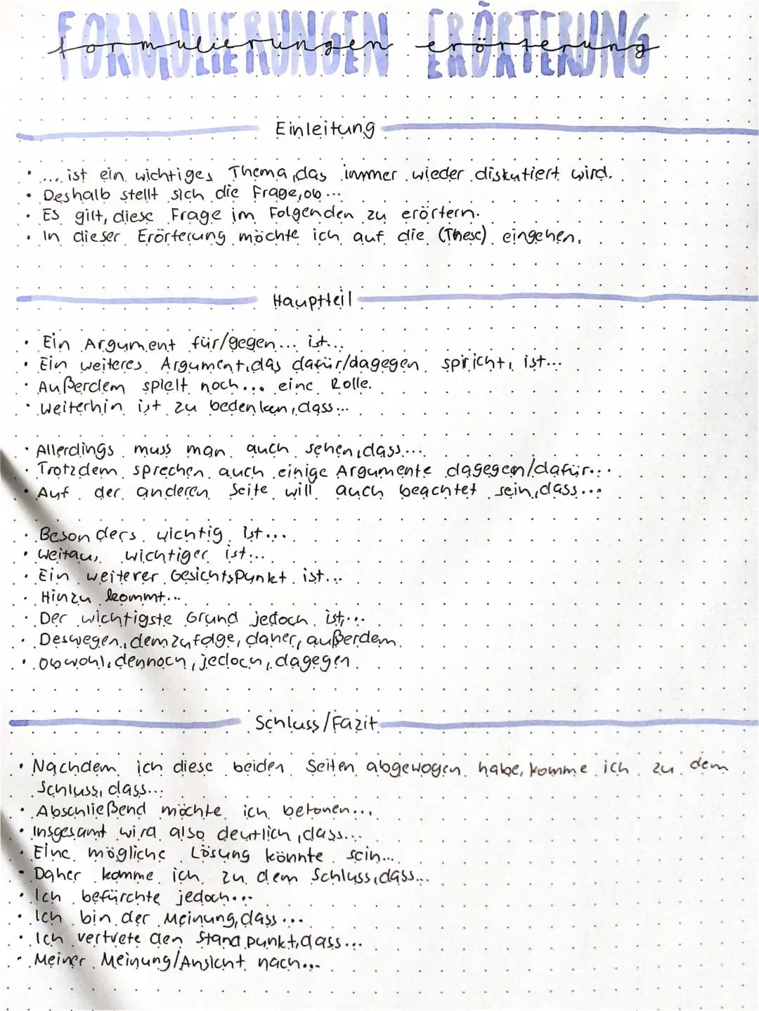 Formulierungen Erörterung