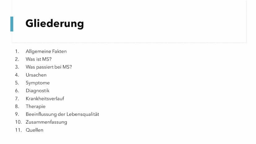 Multiple Skelrose (MS)
Die Krankheit der tausend Gesichter Gliederung
1. Allgemeine Fakten
2.
Was ist MS?
3. Was passiert bei MS?
4.
Ursache