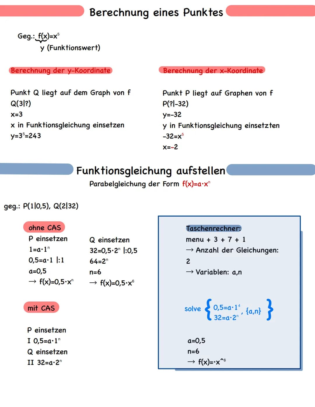 f(x)=x
Potenzfunktionen
Fall 1: Gerade Exponenten V
Wertetabelle:
Taschenrechner:
1) Funktion definieren
f1(x):=x²
f2(x):=x¹
2) doc + 4 + 6
