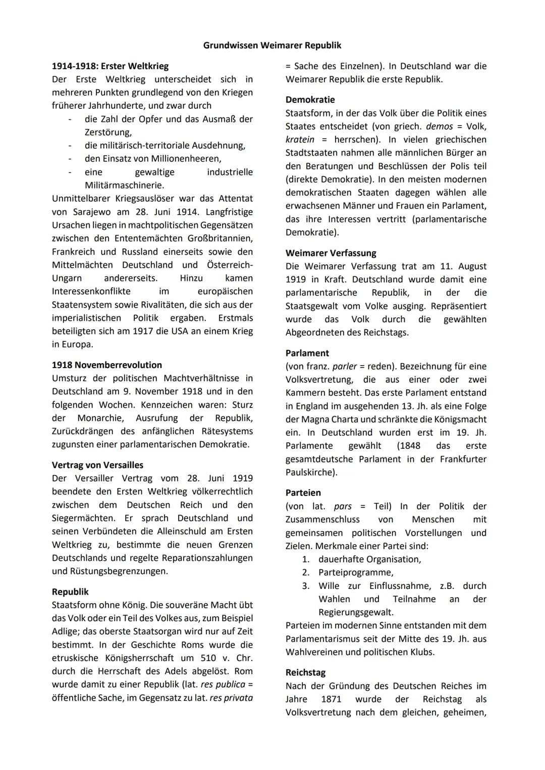 2. KLAUSUR
Revolution 1918-19
1918 Oktober revolution
von konstitutionelle Monarchie → parlamentarische Monarchie
> 1918 November revolution