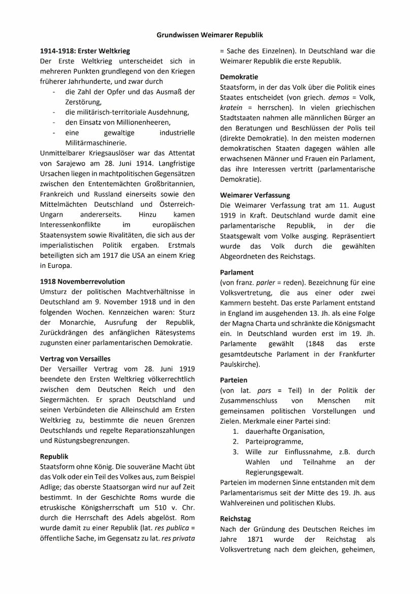 2. KLAUSUR
Revolution 1918-19
1918 Oktober revolution
von konstitutionelle Monarchie → parlamentarische Monarchie
> 1918 November revolution