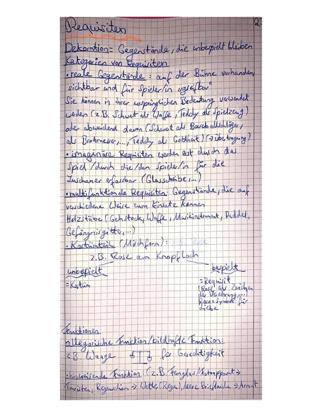 Requisiten
Dekoration Gegenstände, die inberpielt bleiben
Kategorien von Requisiten
• reale Gegenstände auf der Bühne vorhanden,
sichtbar un