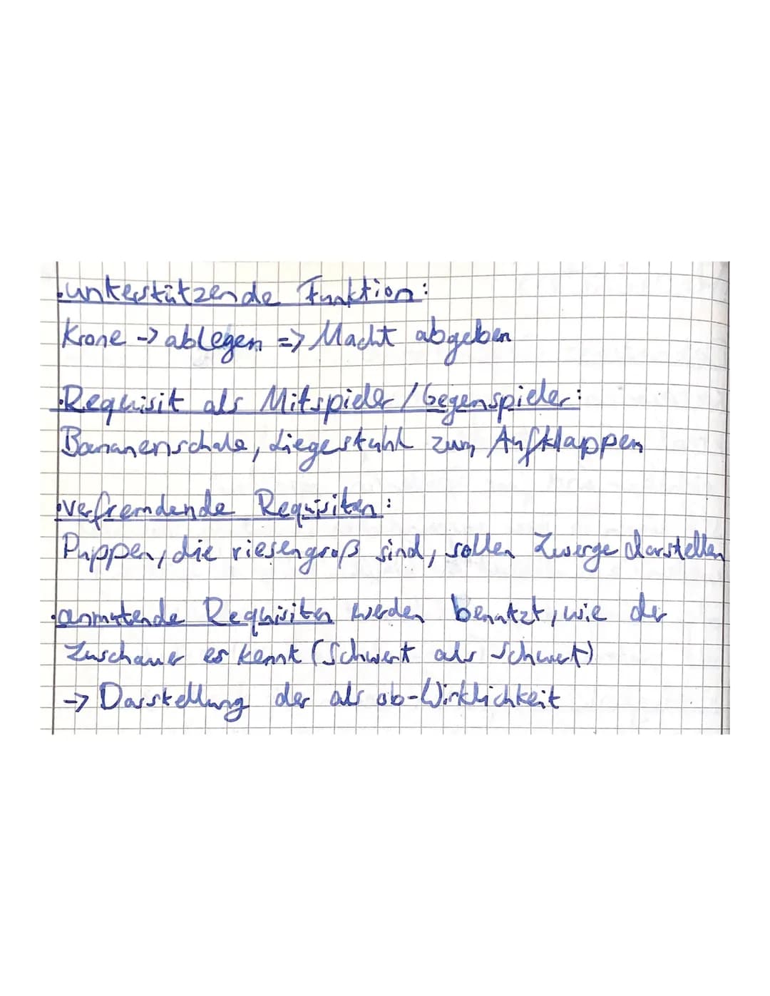 Requisiten
Dekoration Gegenstände, die inberpielt bleiben
Kategorien von Requisiten
• reale Gegenstände auf der Bühne vorhanden,
sichtbar un