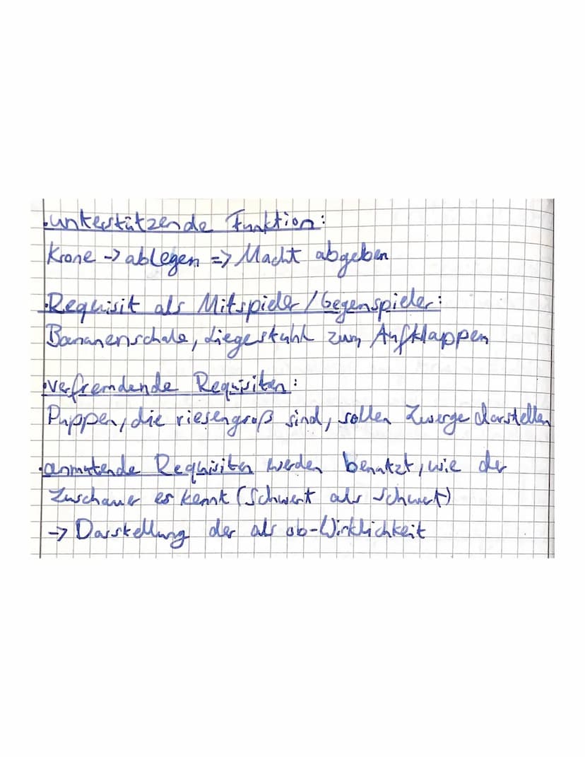Requisiten
Dekoration Gegenstände, die inberpielt bleiben
Kategorien von Requisiten
• reale Gegenstände auf der Bühne vorhanden,
sichtbar un