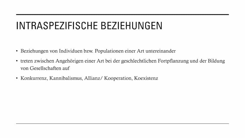 DIE
BEZIEHUNGEN
ZWISCHEN
LEBEWESEN GLIEDERUNG
• Interspezifische Beziehungen
Intraspezifische Beziehungen
●
• Symbiose
●
• Parasitismus
Prob