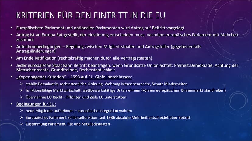 TI
9462
082
022
BEITRITT IN DIE
EU
KRITERIEN UND
STADIEN ●
●
KRITERIEN FÜR DEN EINTRITT IN DIE EU
Europäischem Parlament und nationalen Parl