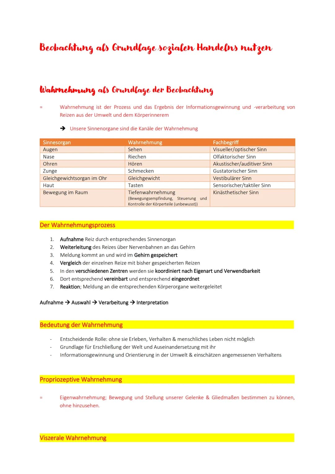 Beobachtung als Grundlage sozialen Handelns nutzen
Wahrnehmung als Grundlage der Beobachtung
Wahrnehmung ist der Prozess und das Ergebnis de