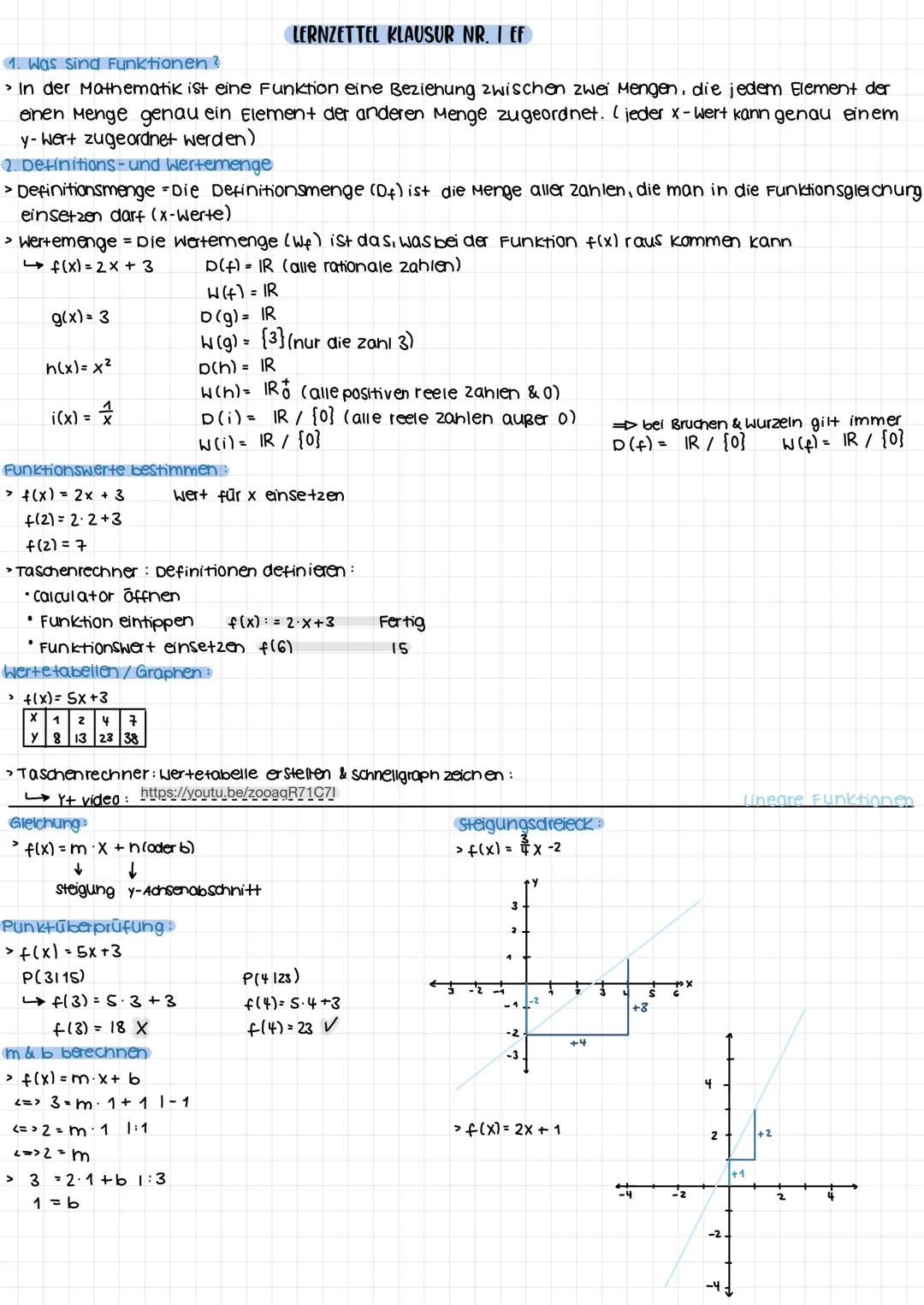 1. Was sind Funktionen ?
> In der Mathematik ist eine Funktion eine Beziehung zwischen zwei Mengen, die jedem Element der
einen Menge genau 