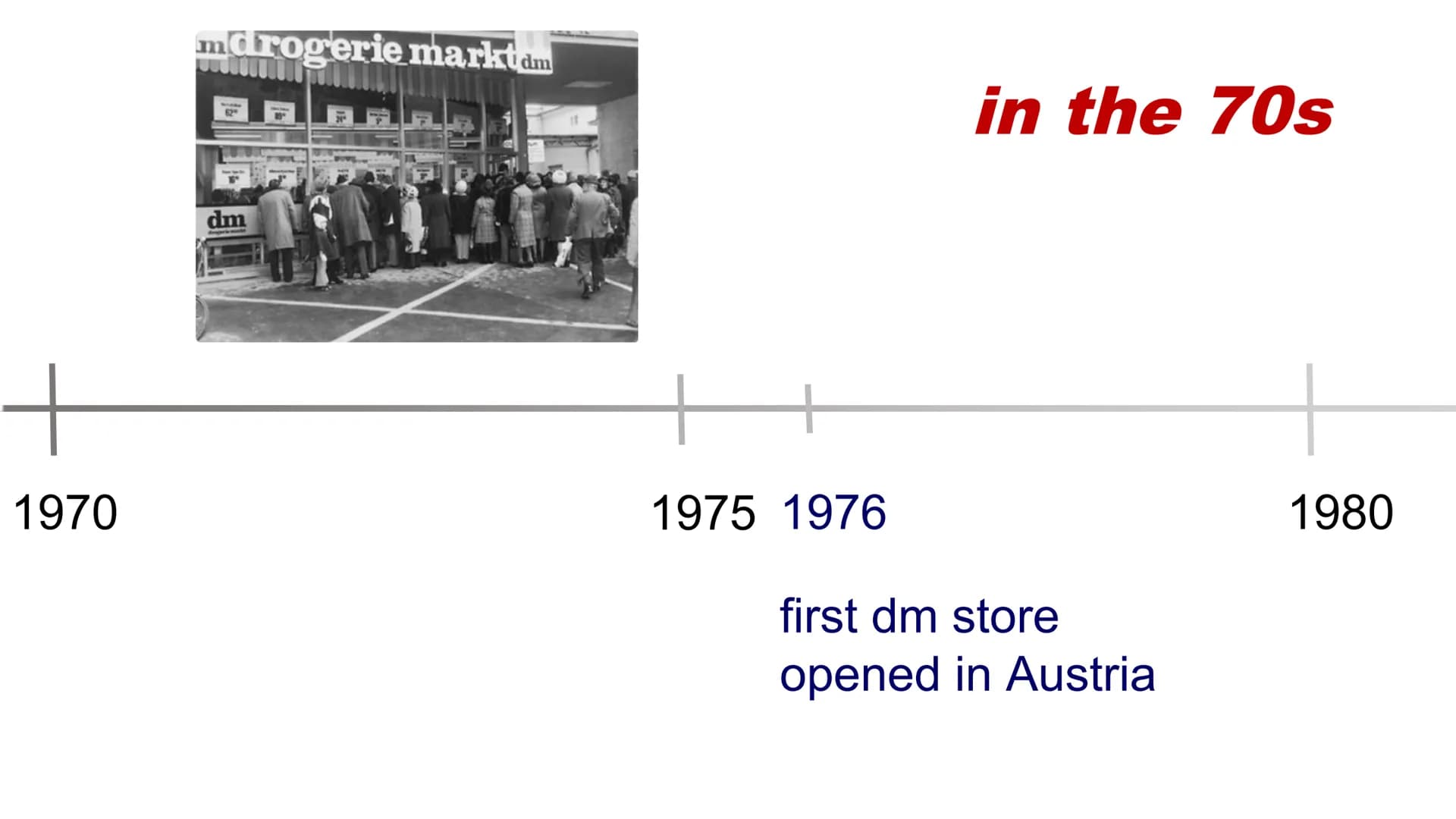 dm
HIER BIN ICH MENSCH
HIER KAUF ICH EIN
dm ●
●
General information
History
Interesting facts
• Awards
→in the 70s
→ in the 80s
→ in the 90s