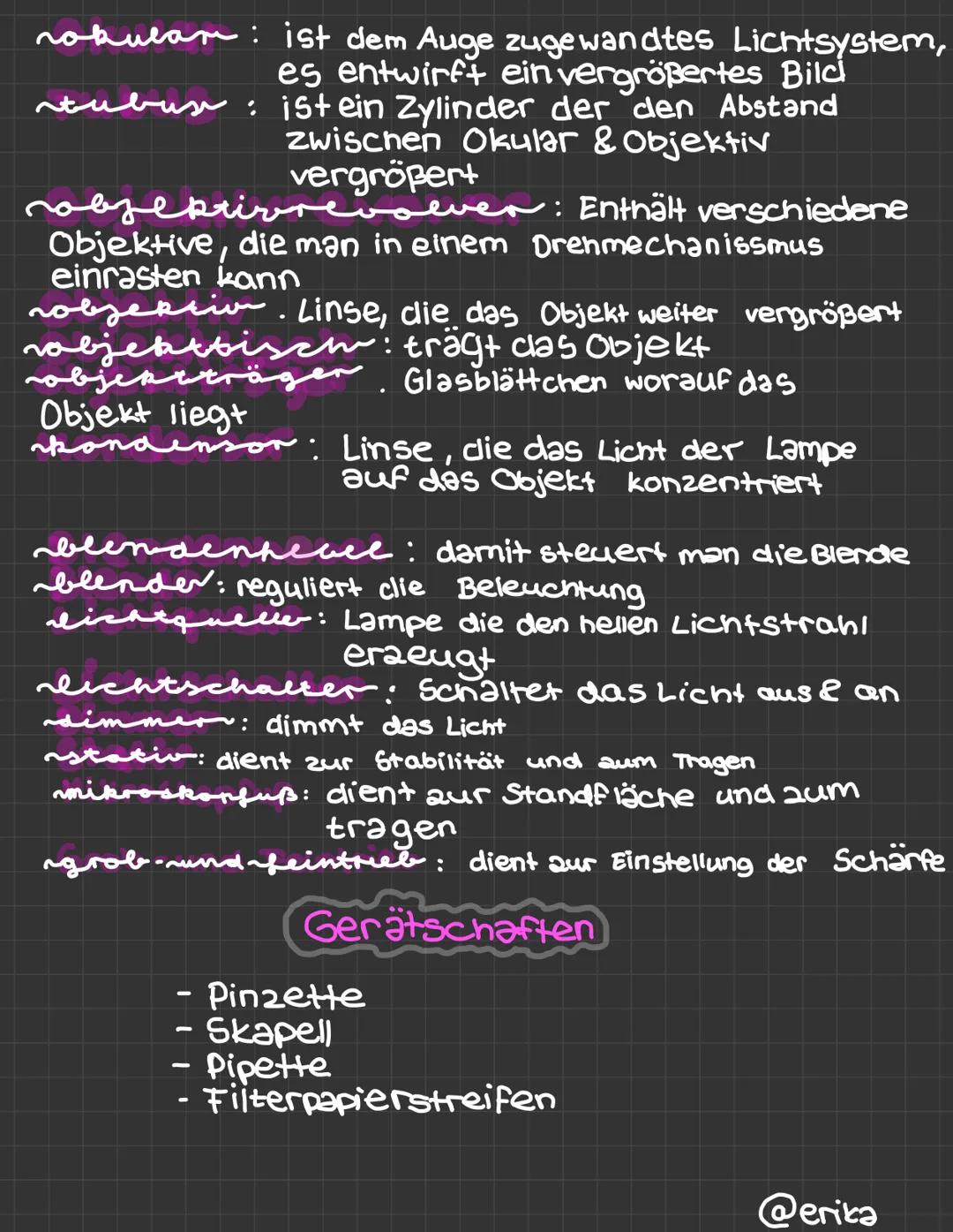 Stativ
Grobtrieb
Feintrieb.
Mikroskop.
fuß
لمنه
know
by Erica
Okular
-Tubus
Objektiv-
revolver
· Objektiv
objekt-
tisch
kondensor
Blendenheb