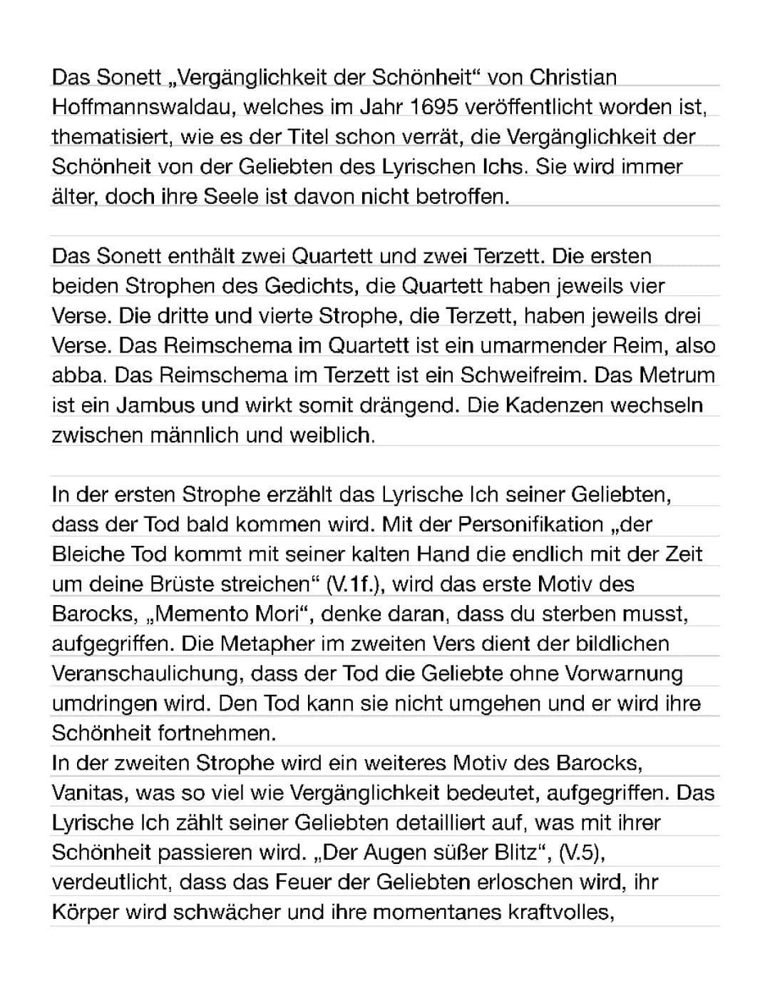 Die Vergänglichkeit der Schönheit von Christian  Hoffmannswaldau 
