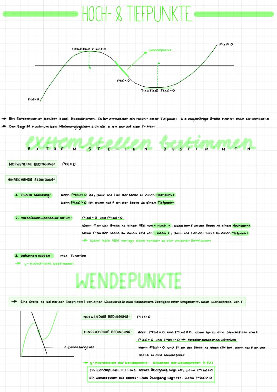 ABLEITUNG
Bedeutung der ersten Ableitung: Steigung des Funktionsgraphen
Ableitung bilden f(x)= x + 2x³- 2x +3 → F'(x) = 4x³ + 6x²-20
Steigun