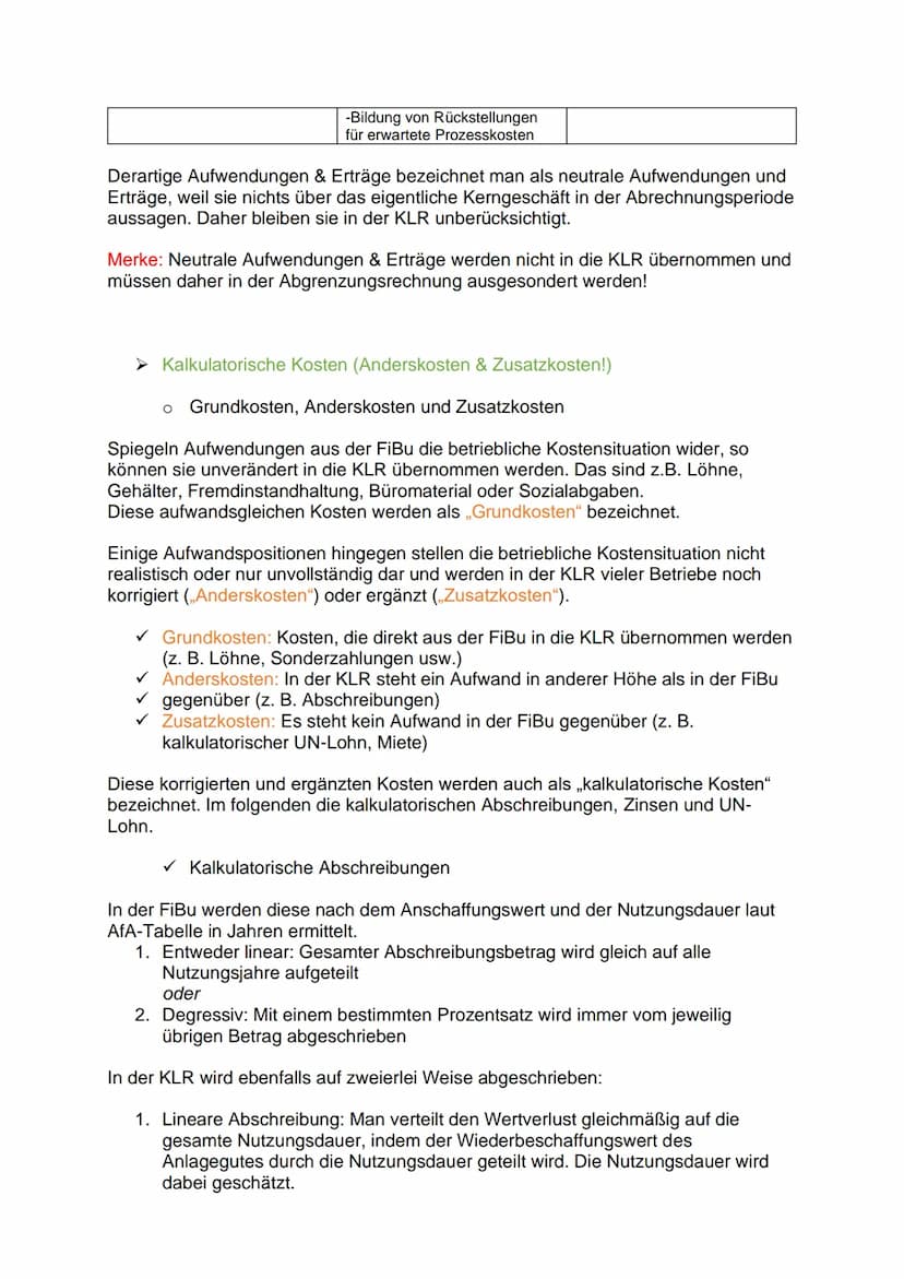 LF4 - KLR / 1. Arbeit / 2. AJ
Themenübersicht
●
Kostenartenrechnung
➤ Abgrenzungsrechnung (Aufwand - Kosten, Ertrag - Leistung,
Unternehmens