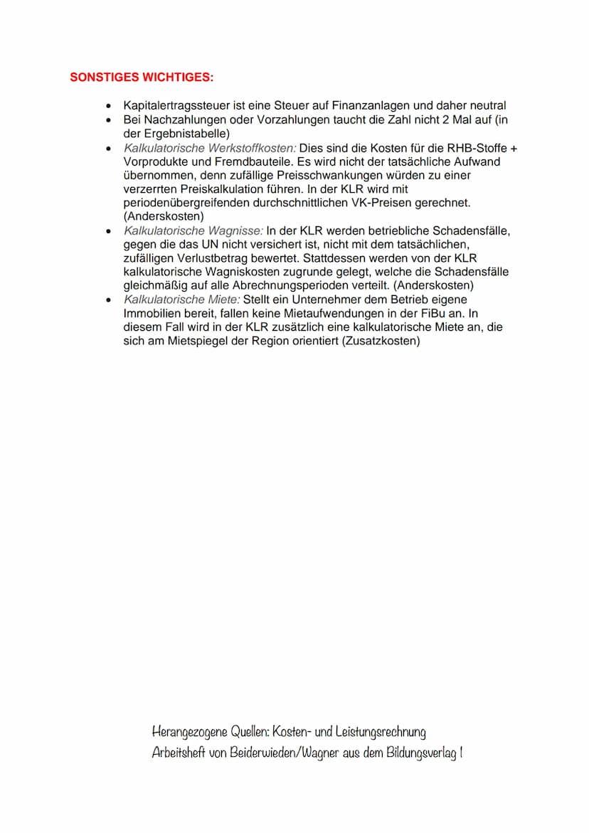 LF4 - KLR / 1. Arbeit / 2. AJ
Themenübersicht
●
Kostenartenrechnung
➤ Abgrenzungsrechnung (Aufwand - Kosten, Ertrag - Leistung,
Unternehmens