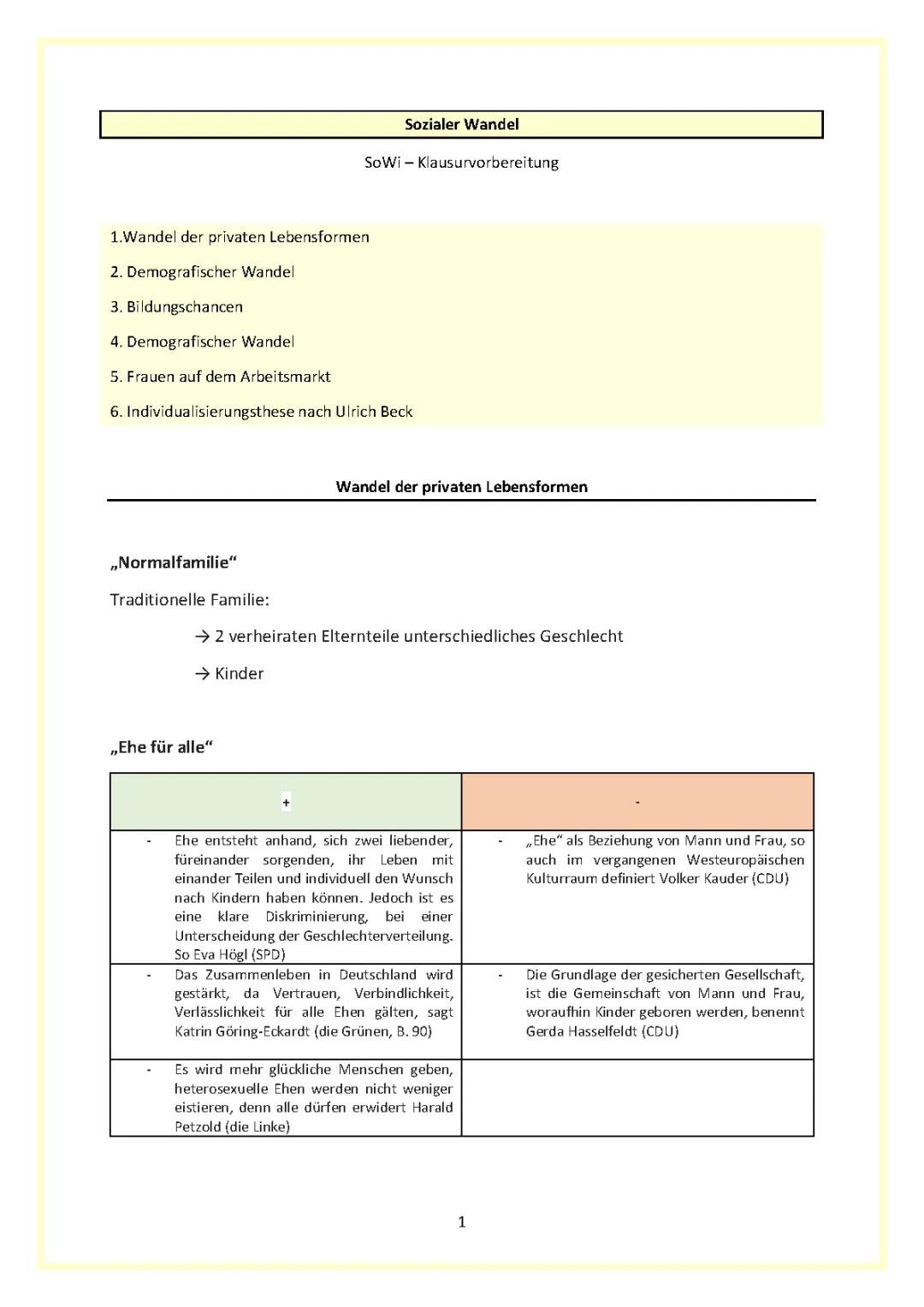 Chancen und Risiken moderner Lebensformen - Demografischer Wandel und Bildungschancen in Deutschland