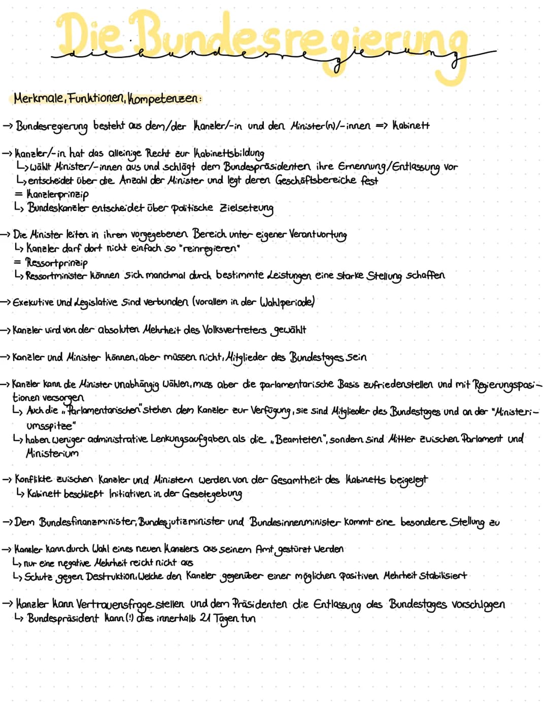DER BUNDESTAG
Aufgaben
- Gesetzgebung (Legislative)
- Gegenseitige Kontrolle
- (Ab-)Wahl des Bundeskanzlers
Zusammensetzung
-Abgeordnete
- O