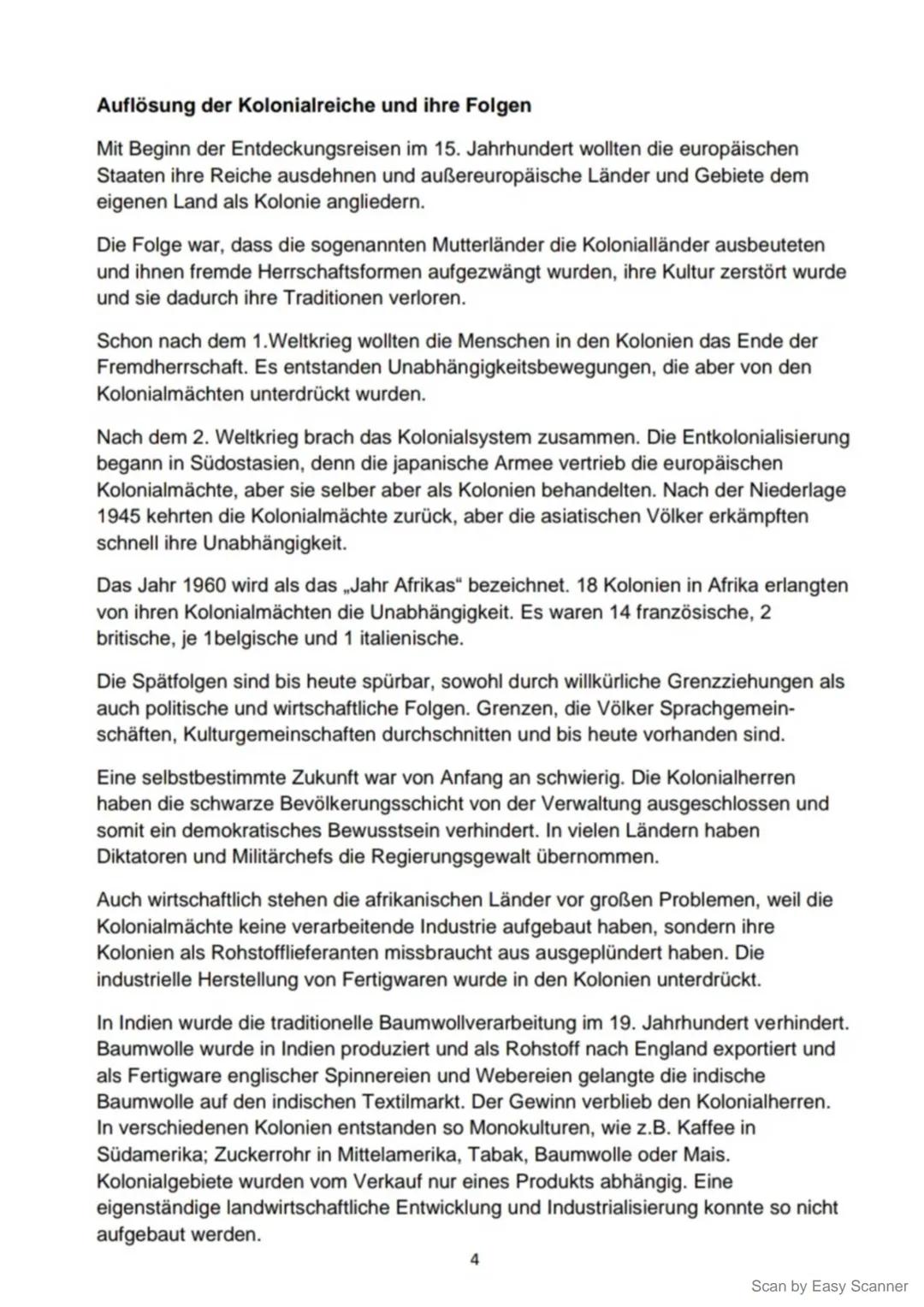 Auflösung der Kolonialreiche und ihre Folgen
Mit Beginn der Entdeckungsreisen im 15. Jahrhundert wollten die europäischen
Staaten ihre Reich