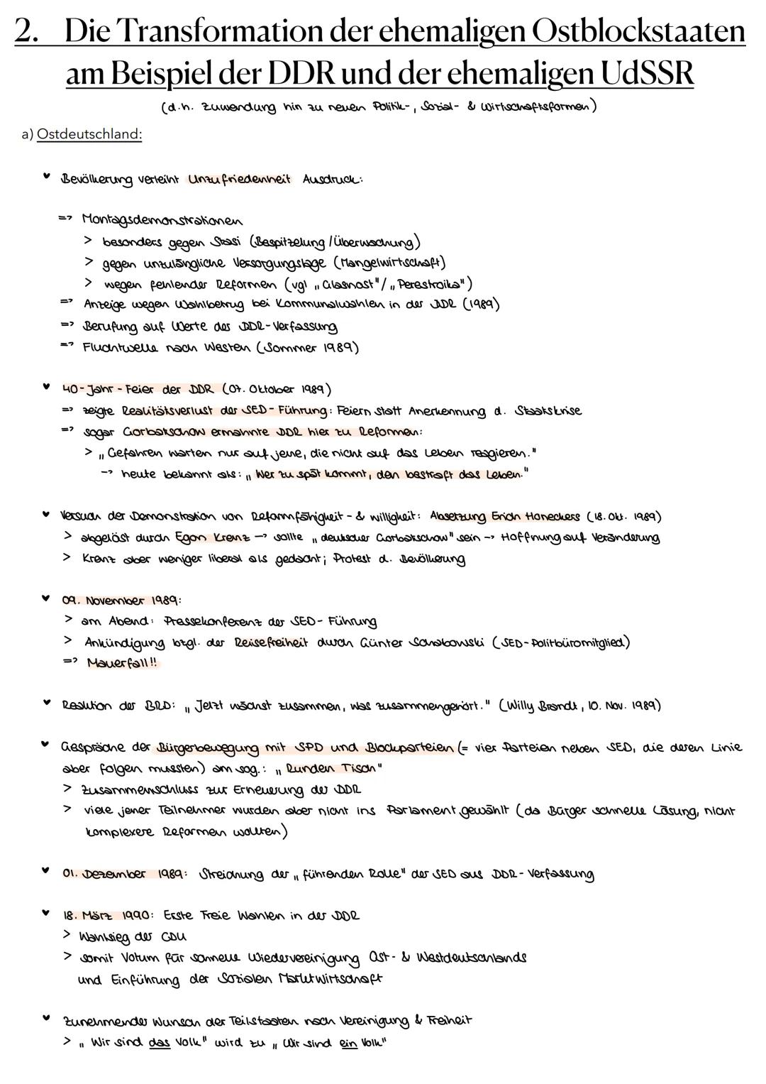 # 1. Der Zusammenbruch des Ostblocks

*   Astblock Chier bzgl. DDR) befand sich allgemein in einem polit., wirtschaft. & sor. Niedergoing
* 
