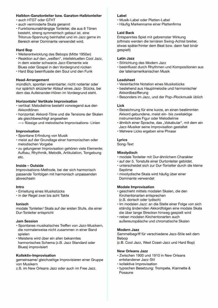 Kompetenzen
Die Schüler*innen:
kennen die sozialen und gesellschaftlichen Hintergründe des Jazz
können Zitate von Jazzmusiker*innen erläuter