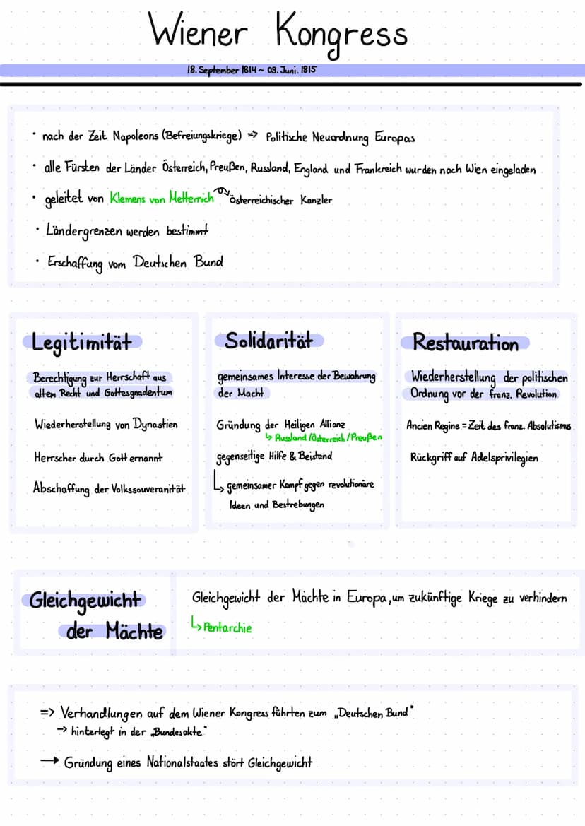 Zeit vor dem Wiener Kongress
Napoleon /Befreiungskriege/Schlacht bei Waterloo -> ~ 1814
Französische Revolution
1789 -> Nationalversammlung 