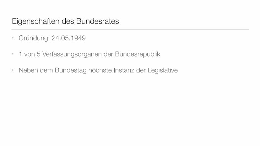 Der deutsche Bundesrat Allgemein Definition Bundesrat
●
Der Bundesrat ist ein Verfassungsorgan der Bundesrepublik Deutschland.
Welches die L