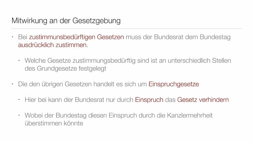 Der deutsche Bundesrat Allgemein Definition Bundesrat
●
Der Bundesrat ist ein Verfassungsorgan der Bundesrepublik Deutschland.
Welches die L