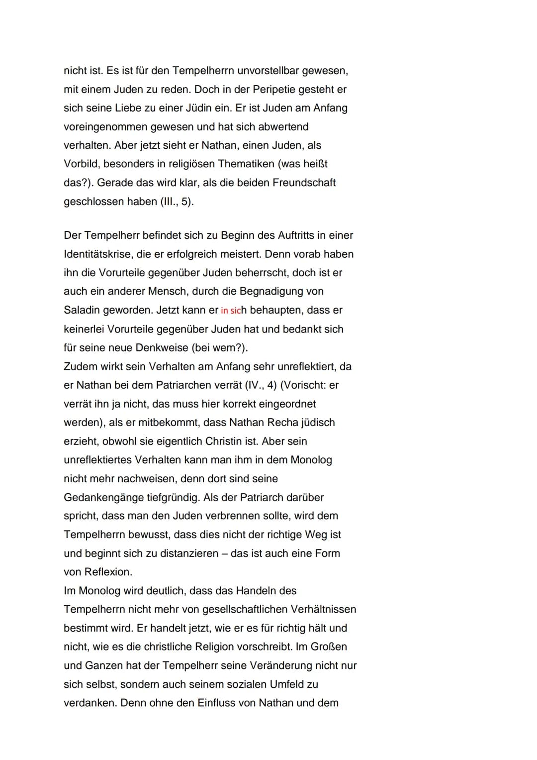 Dramenszenenanalyse Nathan der Weise 3,8
Der 8. Auftritt des 3. Aufzuges des dramatischen Gedichtes
,,Nathan der Weise", das 1779 in der Epo