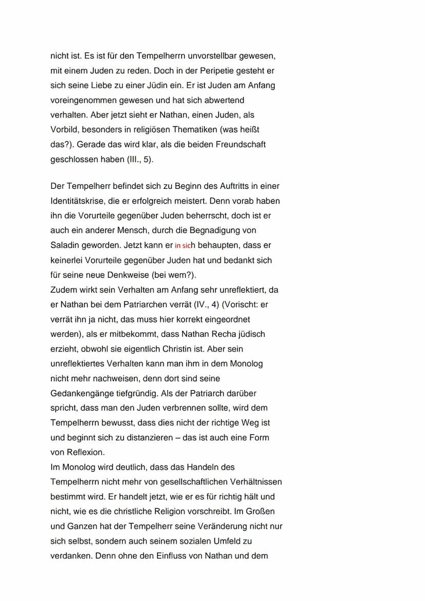 Dramenszenenanalyse Nathan der Weise 3,8
Der 8. Auftritt des 3. Aufzuges des dramatischen Gedichtes
,,Nathan der Weise", das 1779 in der Epo