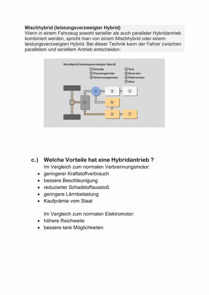 Technik-Motoren
Hybridantrieb
Steckdose
Tankstelle
a.) Was ist ein Hybridantrieb ?
Das Wort „Hybrid" kommt aus dem Lateinischen und bedeutet