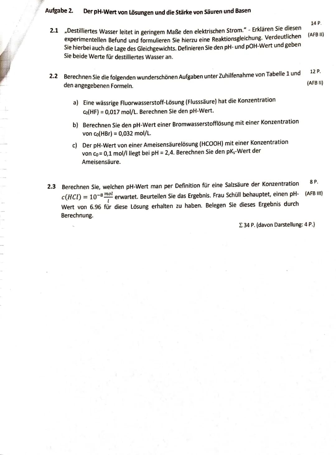 Zeitvorgabe: 08:15-9:55 (100 wertvolle Minuten)
Zugelassene Hilfsmittel: Wissenschaftlicher Taschenrechner (Klausurmodus), Periodensystem, T