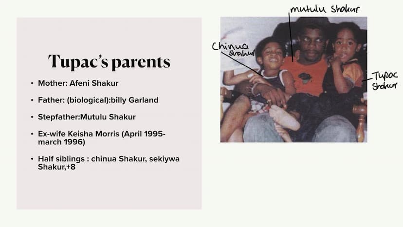 TUPAC AMARU SHAKUR • General about Tupac
His teenage time
After the move
His rap career
First attack
●
●
●
●
●
●
●
●
His death
Is Tupac stil